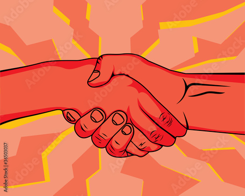 Shaking hands with hell background