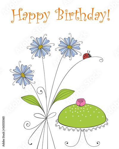 Birthday greeting card with birthday cake