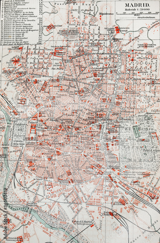 Naklejka premium Vintage map of Madrid