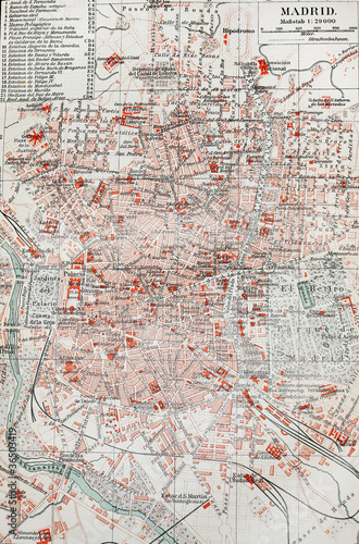 Vintage map of Madrid