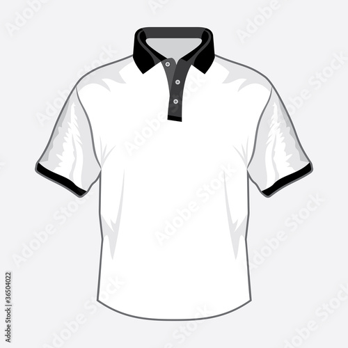 White polo shirt design with black collar
