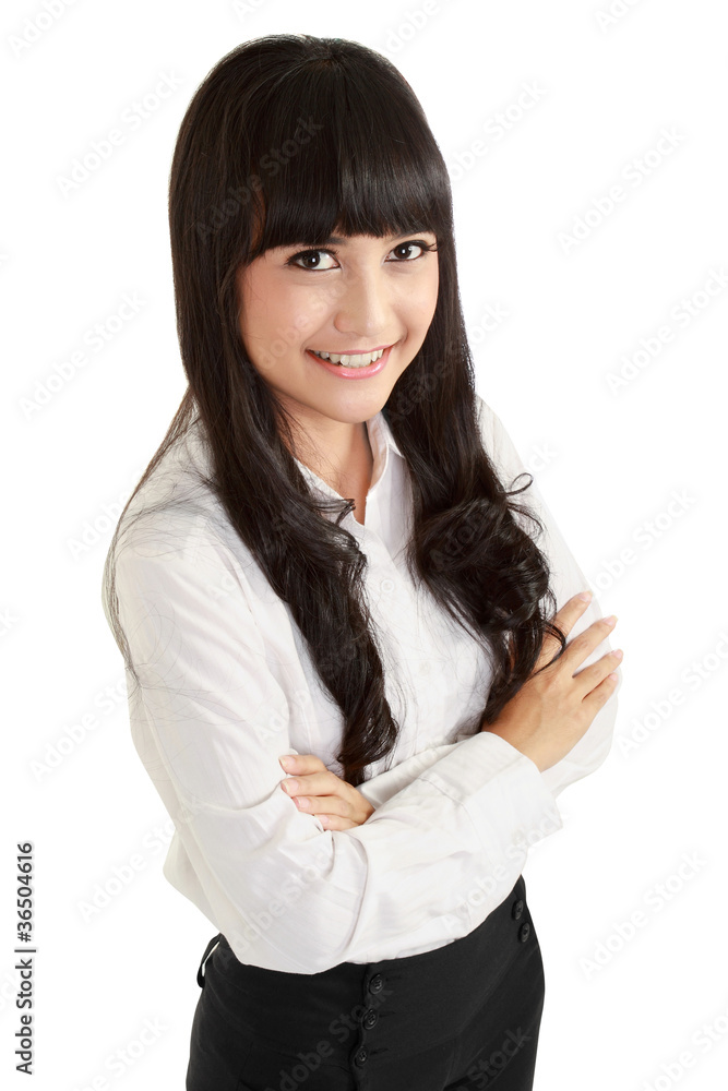 Top view of Positive business woman smiling Top view of Positive business woman smiling