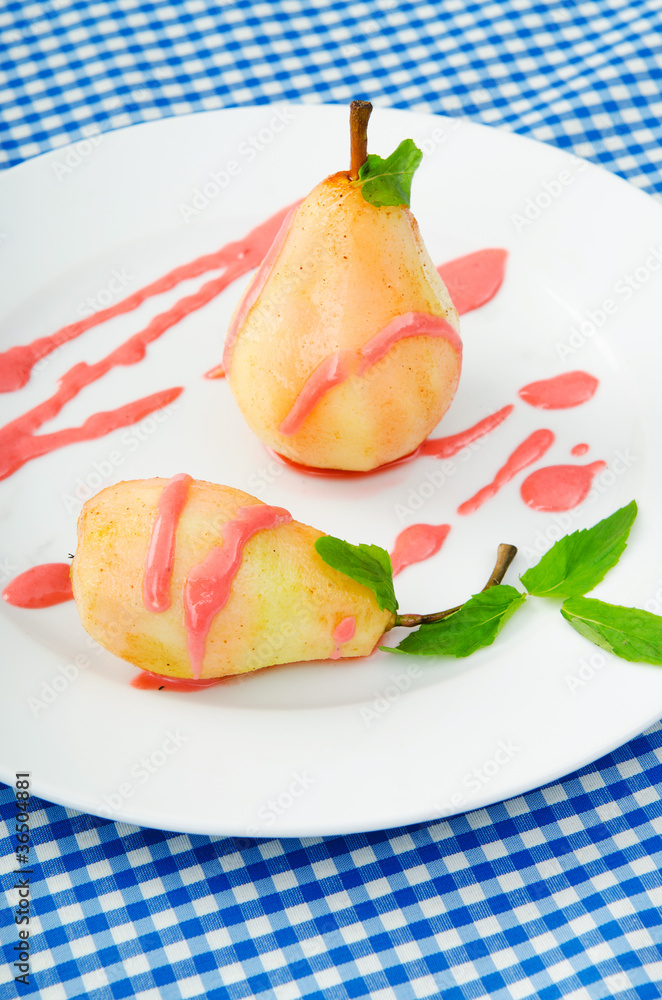 Pear dessert in the plate Pear dessert in the plate
