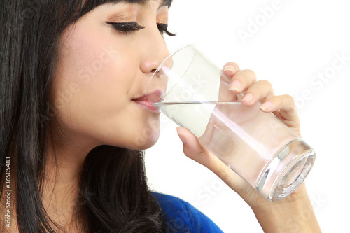 beautiful woman drinking water