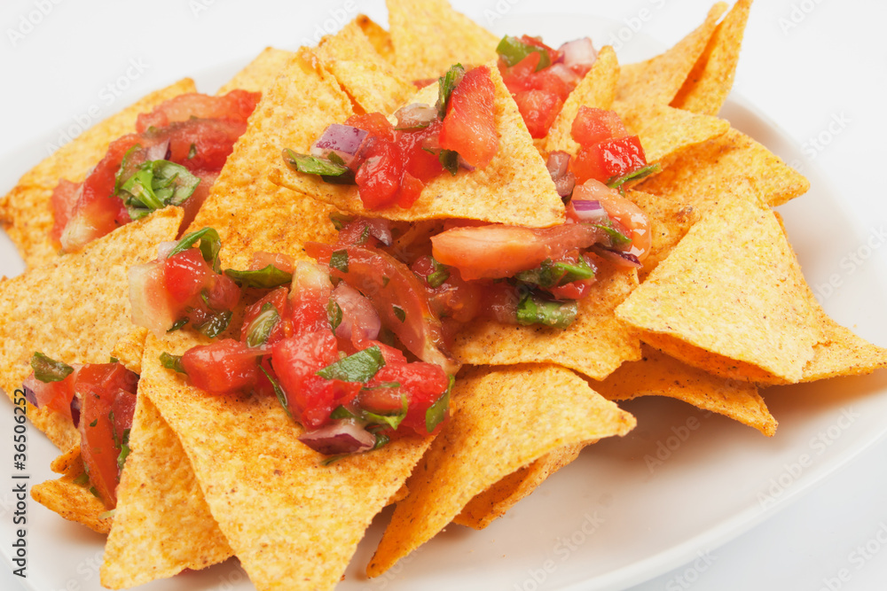 Nachos corn chip and fresh salsa Nachos corn chip and fresh salsa