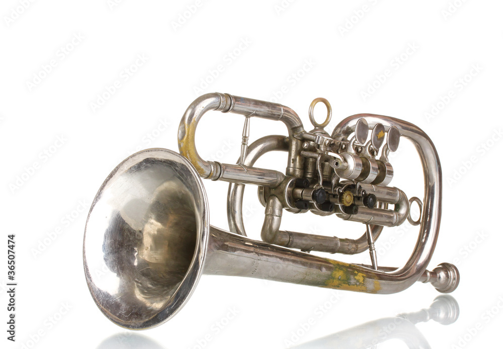 Obraz premium old trumpet isolated on white