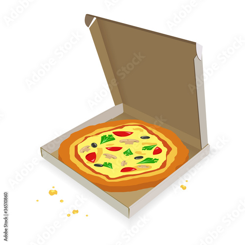 Pizza in a cardboard box