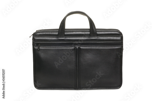 Black leather business briefcase