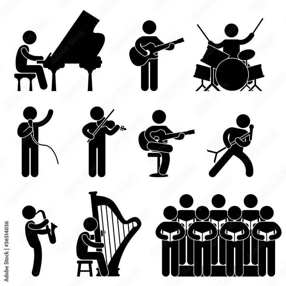 Fototapeta premium Musician Pianist Guitarist Choir Drummer Singer Concert