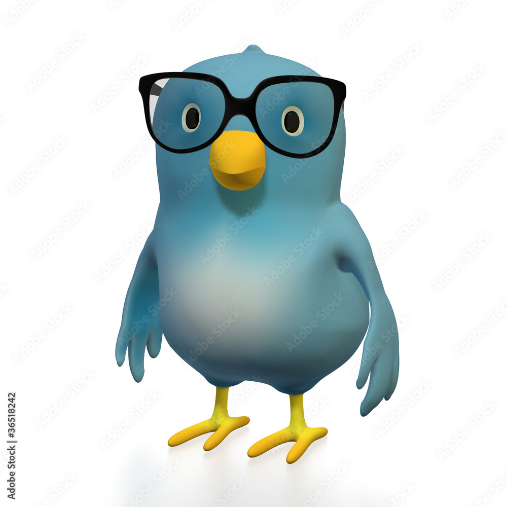 Bluebird with glasses