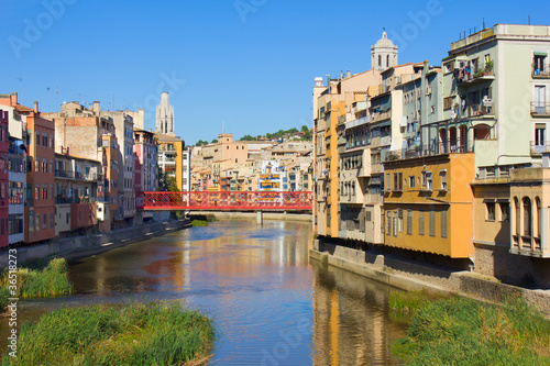 old town on riverbank of Onyar, Girona, Spain