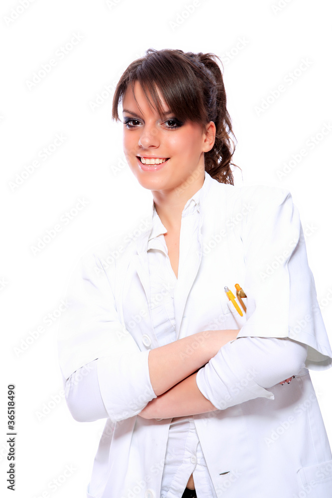 Beautiful health care provider smiling with arms crossed Beautiful health care provider smiling with arms crossed
