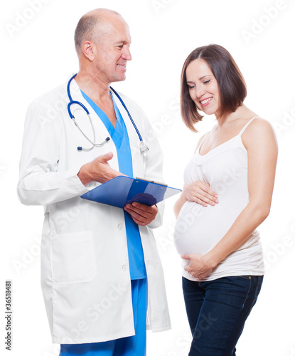 pregnant woman and doctor having conversation