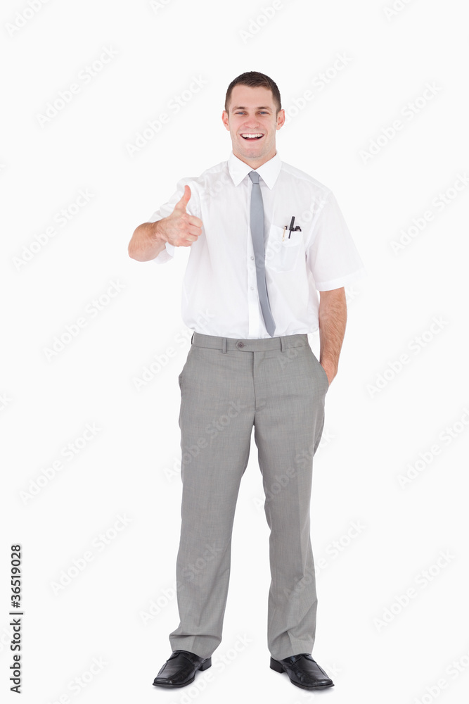 Portrait of an office worker with the thumb up Portrait of an office worker with the thumb up