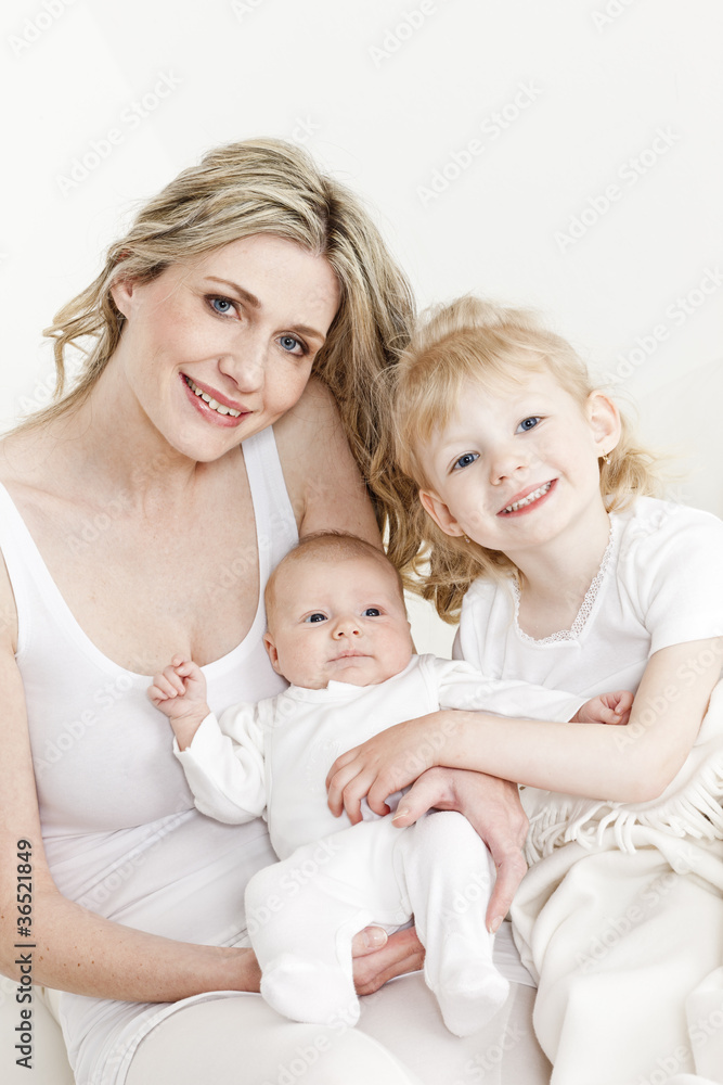 portrait of mother with her daughters