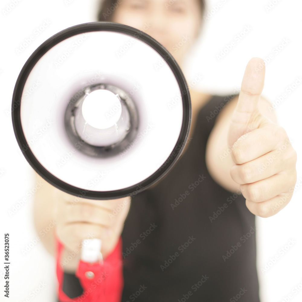 Frau mit Megaphone Frau mit Megaphone