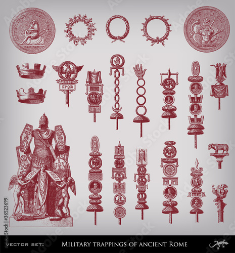 Military trappings of ancient Rome set.