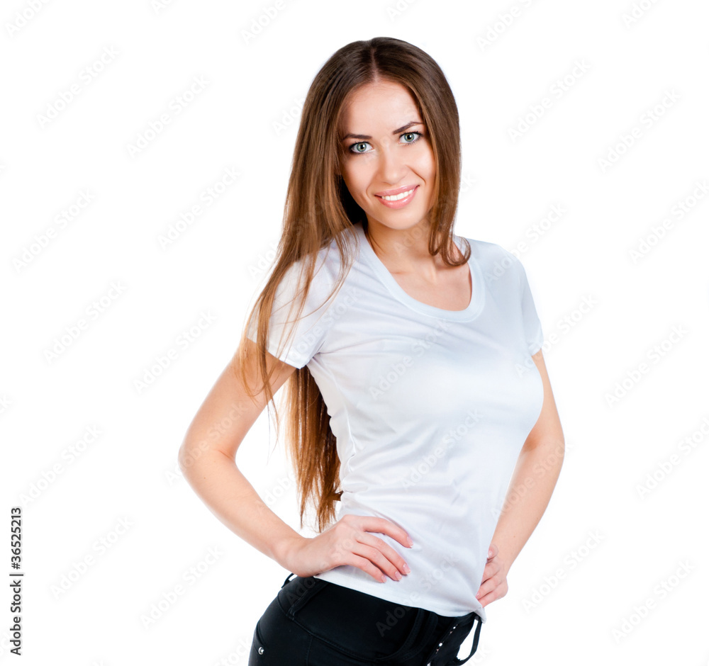White caucasian Teen wearing a clean T-Shirt White caucasian Teen wearing a clean T-Shirt