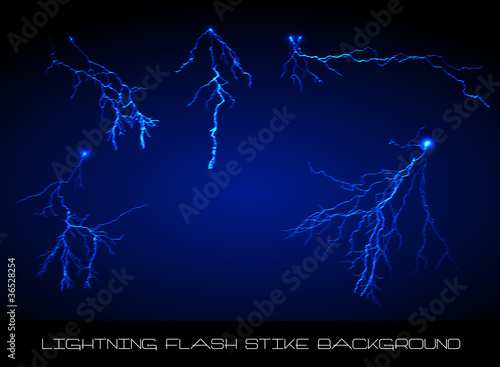 Lightning flash strike background set