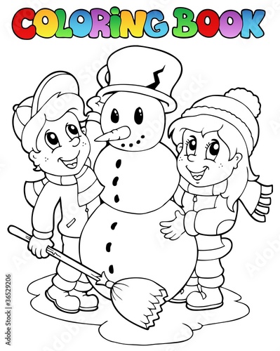 Coloring book winter scene 2