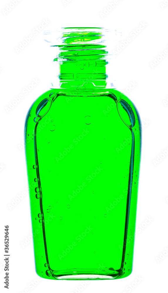 Liquid and bubble in bottle on white background Liquid and bubble in bottle on white background