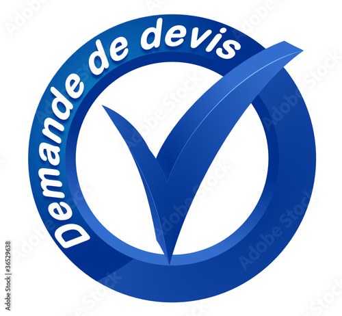 demande de devis sur bouton web 3d bleu