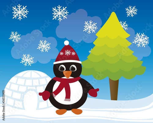 penguin christmas vector