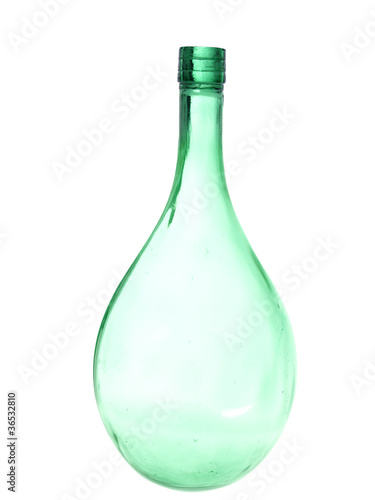 Vintage hand blown glass bottle, isolated