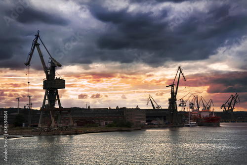 Famous cities in  Poland - Gdansk. Cargo harbor. photo