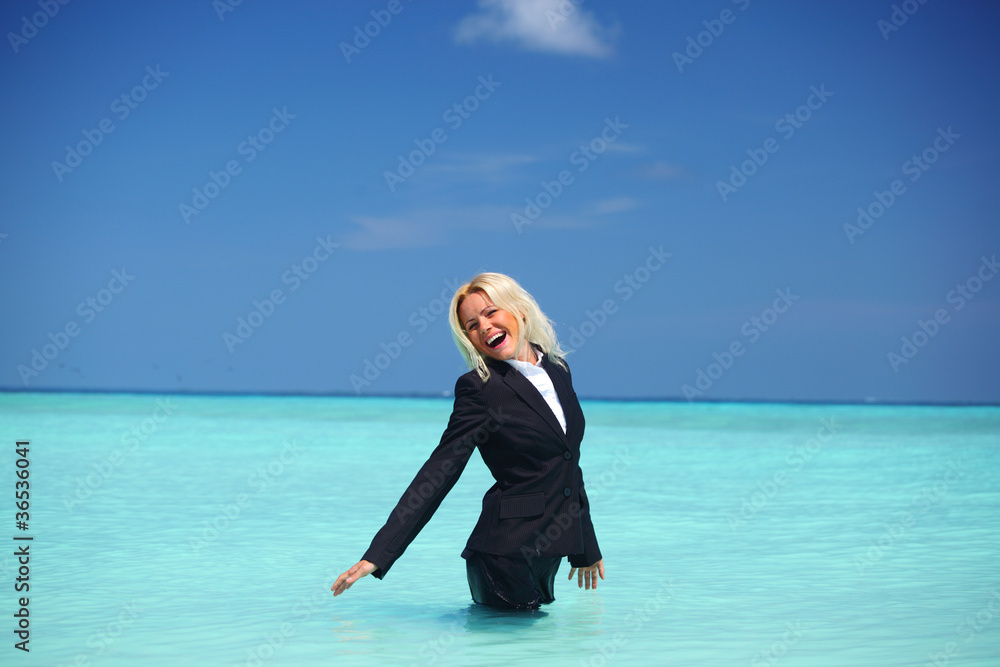 business woman in ocean
