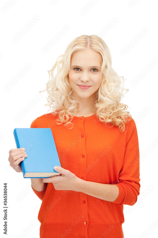 happy and smiling woman with book happy and smiling woman with book