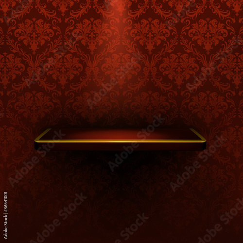 Empty shelf, red luxury
