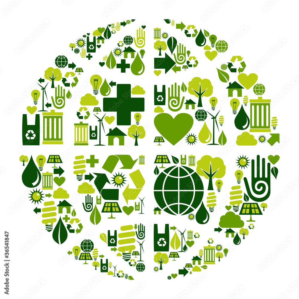 Earth Globe symbol with environmental icons Earth Globe symbol with environmental icons