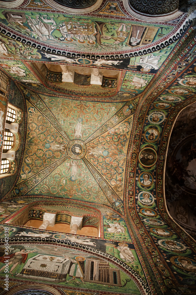 interior of Dome in Romansque Church in Ravenna Italy