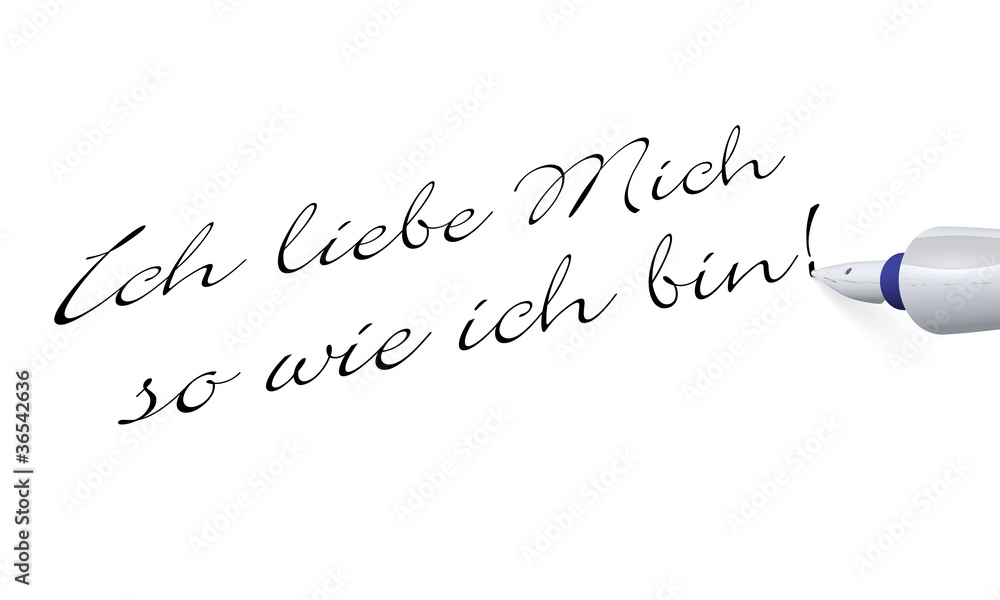 Stift Konzept Ich liebe Mich so wie ich bin! StockIllustration