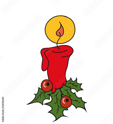 Weihnachtskerze mit Mistelzweig