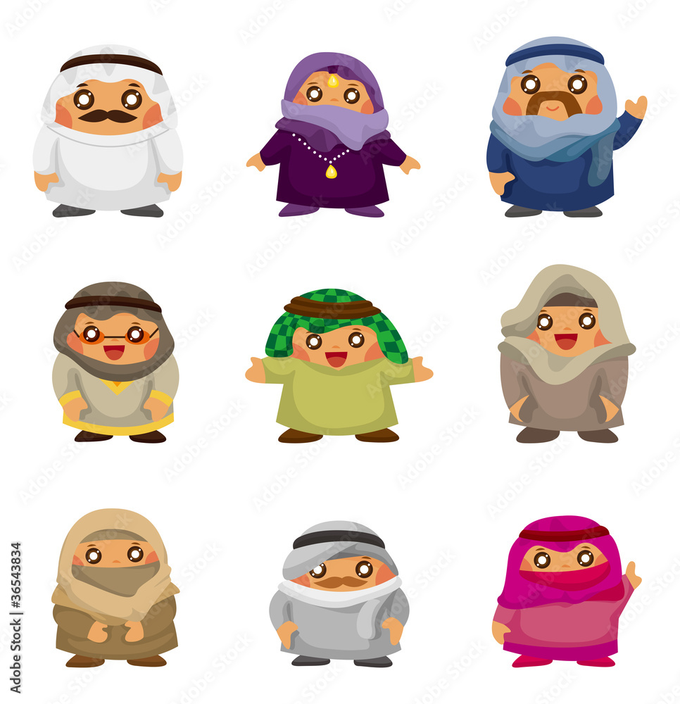 cartoon Arabian people icons cartoon Arabian people icons