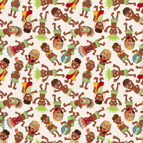 cartoon Africa Indigenous seamless pattern