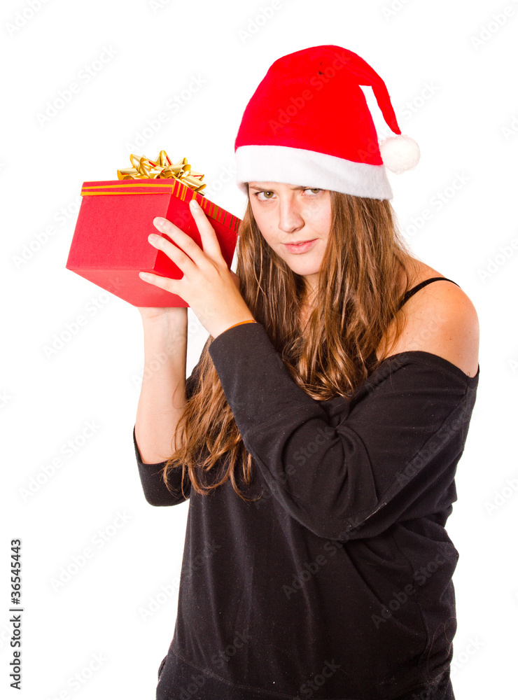 Young Xmas woman isolated Young Xmas woman isolated