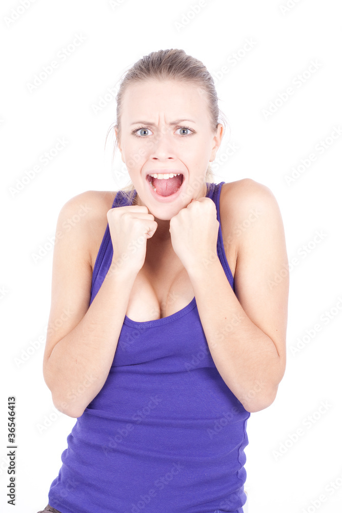 woman, white background, emotions woman, white background, emotions
