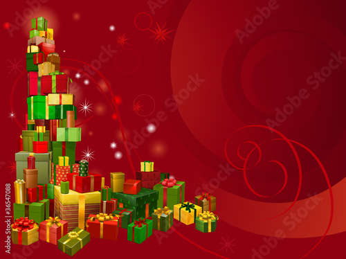 Red Christmas gift background