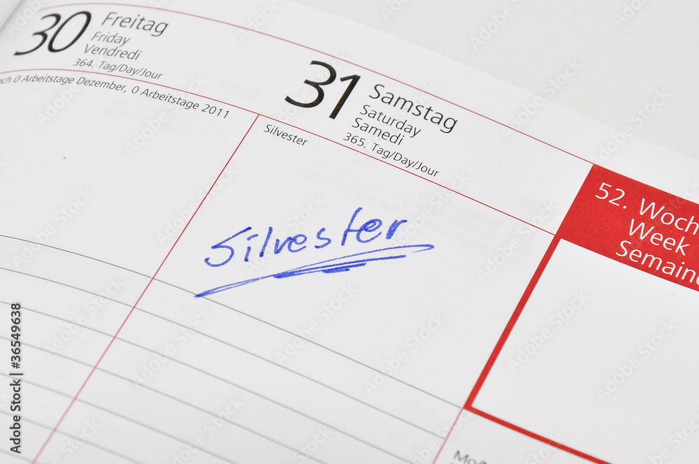 Silvester Termin im Kalender notiert Silvester Termin im Kalender notiert