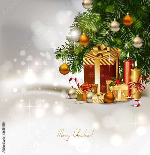 Christmas background with burning candles