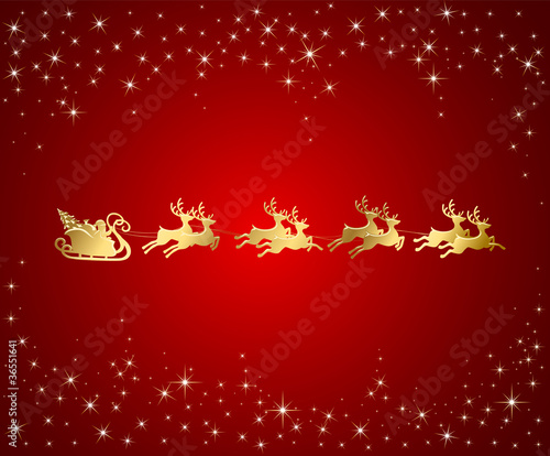 Red background with Santa