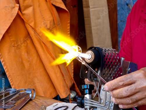 Cuadro en lienzo Artisan Working With Blowtorch