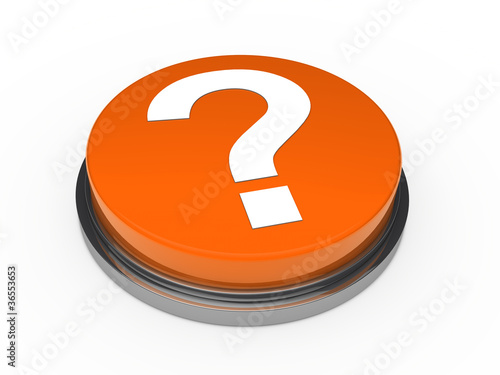 3d button orange question mark