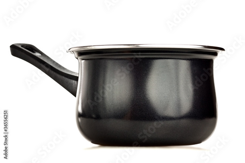 Black cooking pot isolated on a white background