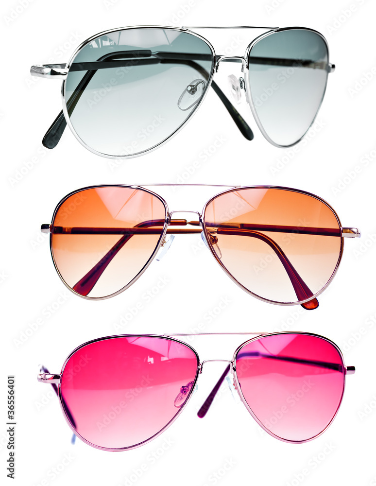 Modern brown tinted sunglasses on a white background Modern brown tinted sunglasses on a white background