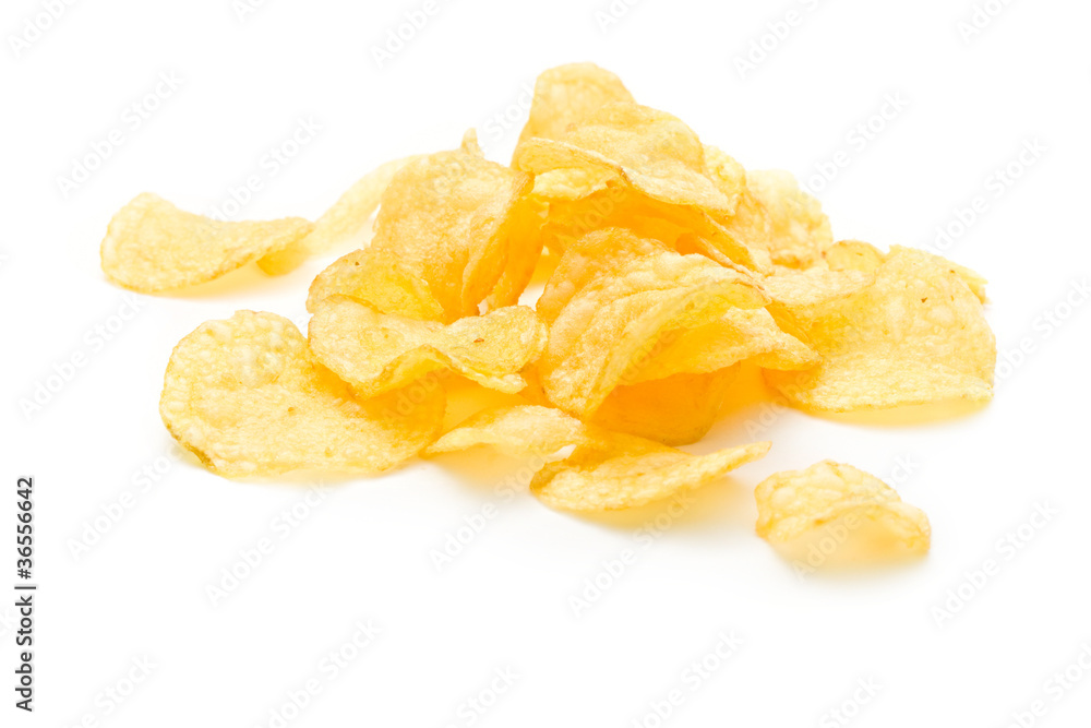 Potato chips isolated on white Potato chips isolated on white