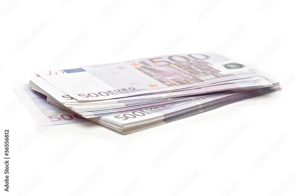 .Pile of euros isolated on white background .Pile of euros isolated on white background